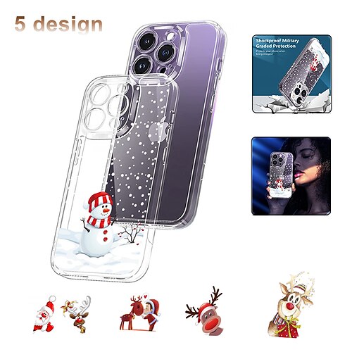 

Christmas Phone Case For Apple Back Cover iPhone 14 Pro Max 13 12 11 Pro Max Mini X XR XS 8 7 Plus Full Body Protective Anti-Scratch Soft Edges Christmas TPU Christmas Gifts