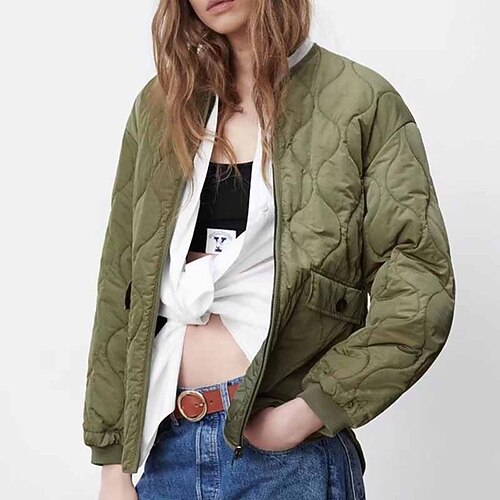 

Women's Winter Jacket Winter Coat Parka Warm Breathable Outdoor Daily Wear Vacation Going out Zipper Pocket Zipper Crewneck Casual Lady Comfortable Solid Color Regular Fit Outerwear Long Sleeve
