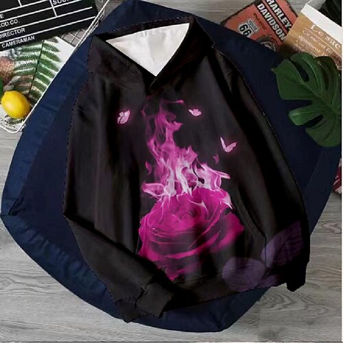 

Kids Boys Hoodie Pullover Graphic Floral Long Sleeve Pocket Children Top Outdoor Hoodie Fashion Adorable Black Winter 7-13 Years / Fall / Spring