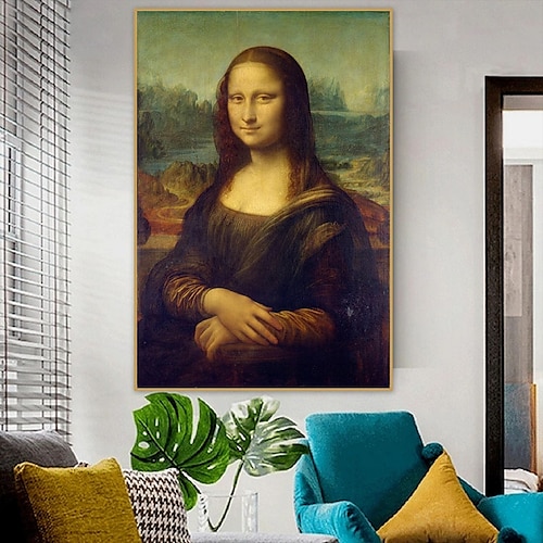 

Handmade Hand Painted Oil Painting Wall Art Abstract Famous Leonardo da Vinci Mona Lisa Home Decoration Decor Rolled Canvas No Frame Unstretched