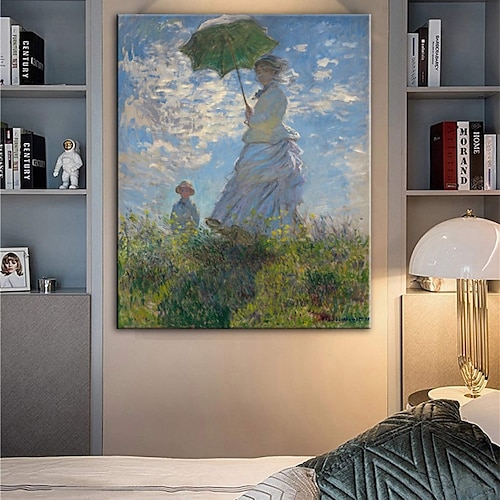 

Famous Impressionist Oil Painting Woman with A Sunshade by Monet Handmade Painted Wall Art On Canvas Modern Home Decor Gift Rolled Canvas No Frame Unstretched Living Room