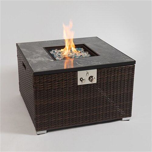 

32in Square Fire Table with Ceramic Tile Tabletop 50000BTU Outdoor Fire Pit Table