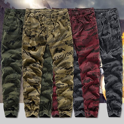 

Men's Cargo Pants Trousers Drawstring Elastic Waist Multi Pocket Camouflage Casual Daily Going out Sports Stylish ArmyGreen Khaki Micro-elastic