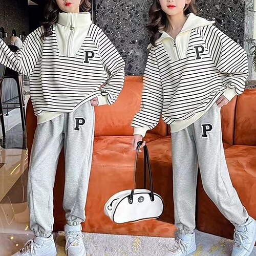 

2 Pièces Sweat à capuche Pantalon Ensemble de Vêtements Tenues Enfants Fille Lettre Bande manche longue Coton Set Vacances Mode Casual Hiver Automne 4-13 ans Blanche