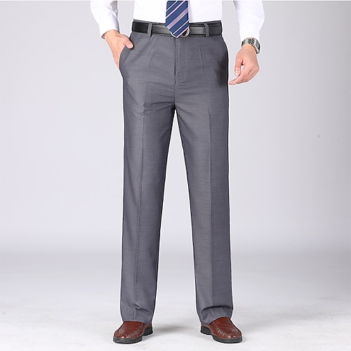 

Men's Dress Pants Long Micro-elastic Tailored Fit Solid Color Black Khaki Dark Navy 2022