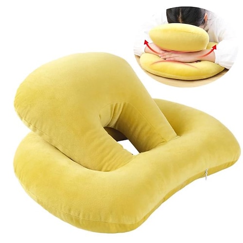 

Solid Color Plush Nap Pillow Octopus Shaped Hollowed-out Soft Breathable Travel Nap Neck Supporter Home Office Supplies