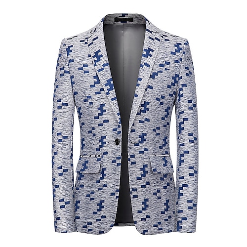 

Men's Fashion Blazer Regular Standard Fit Checkered Single Breasted One-button White 2022