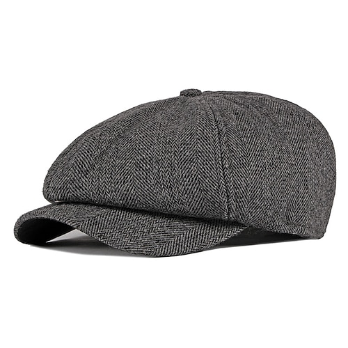 

Men's Hat Beret Hat Black Khaki Light Gray Street Dailywear Weekend Print Stripe Portable Comfort Fashion