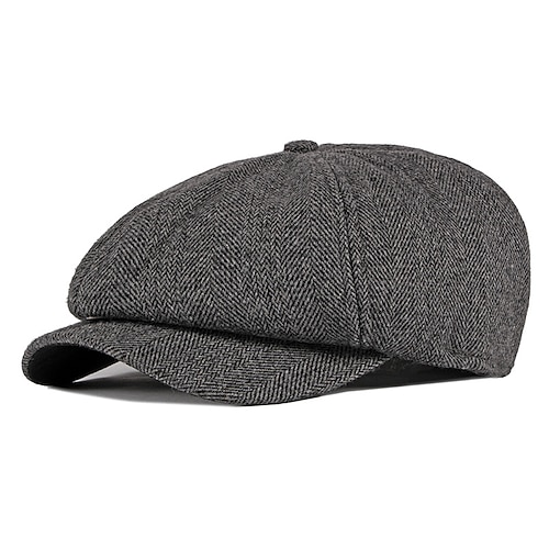 

Men's Beret Hat Newsboy Cap Black Khaki Cotton Print Simple 1920s Fashion Casual Street Dailywear Weekend Stripe Portable Comfort Fashion