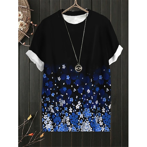 

Women's Plus Size Tops T shirt Tee Floral Print Short Sleeve Crewneck Streetwear Daily Sports Cotton Spandex Jersey Spring Summer Blue Purple