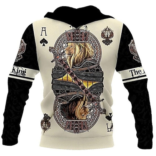 

Men's Unisex Pullover Hoodie Sweatshirt Khaki Hooded Graphic Prints Poker Print Daily Sports 3D Print Streetwear Designer Casual Spring & Fall Clothing Apparel Hoodies Sweatshirts Long Sleeve