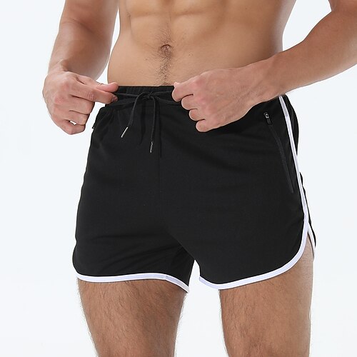 

Men's Running Shorts Athletic Shorts with Phone Pocket Zipper Pocket Bottoms Home Casual Color Changing Breathable Lightweight Basketball Running Workout Sportswear Activewear Solid Colored Black