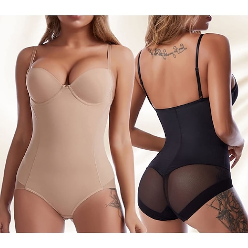 

Corset Women's Bodysuits Shapewears Office Party & Evening Club Running Black Khaki Sport Breathable Comfortable Lace Up Backless Tummy Control Push Up Pure Color Fall Winter Spring / Gym / Yoga