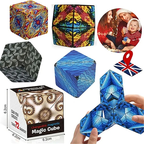 

Variety Changeable Magnetic Magic Cube Anti Stress 3D Office Hand Flip Puzzle Stress Reliever Autism Collection Kids Fidget Toys