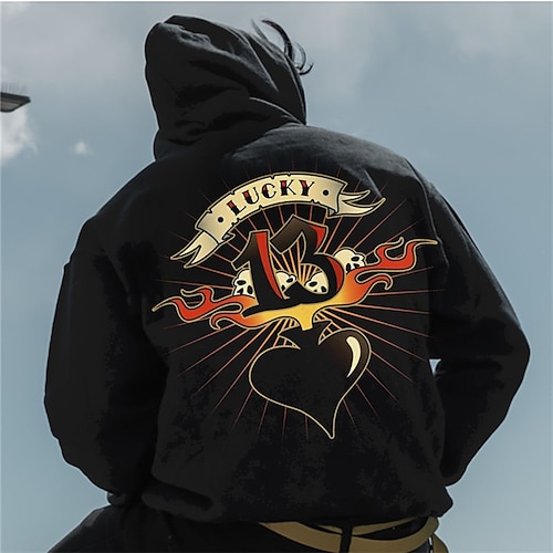 

Men's Pullover Hoodie Sweatshirt Black Hooded Graphic Prints Poker Print Daily Sports 3D Print Basic Streetwear Designer Spring & Fall Clothing Apparel Hoodies Sweatshirts Long Sleeve