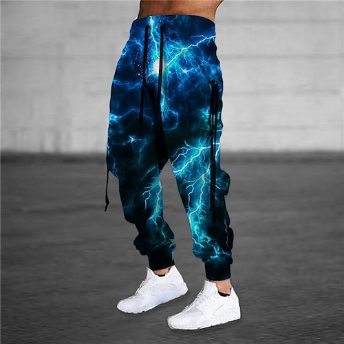 

Men's Sweatpants Joggers Trousers Drawstring Elastic Waist 3D Print Graphic Prints Comfort Breathable Sports Outdoor Casual Daily Cotton Blend Terry Streetwear Stylish Blue Grey Micro-elastic