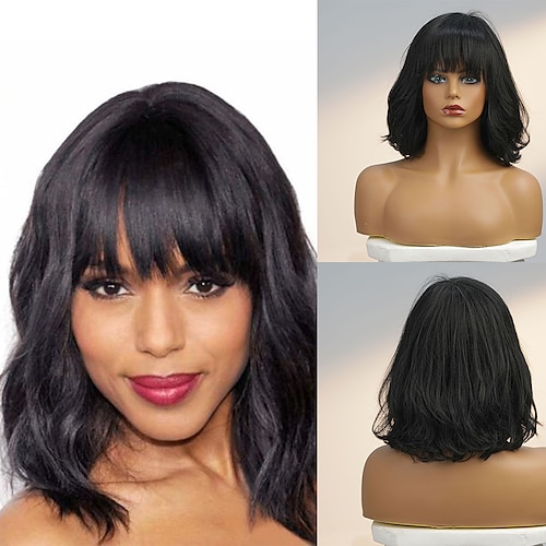 

Short Curly Bob Pixie Cut Full Machine Made No Lace Human Hair Wigs With Bang For Black Women Remy Brazilian Hair
