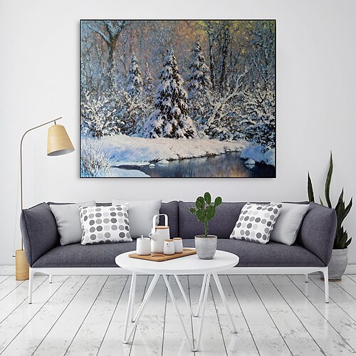 

Handmade Oil Painting Canvas Wall Art Decoration Christmas Decoration Snow Scene for Home Decor Rolled Frameless Unstretched Painting