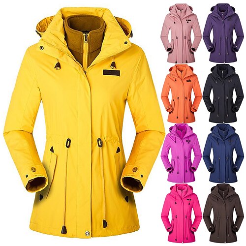 

Women's Hiking 3-in-1 Jackets Ski Jacket Waterproof Hiking Jacket Winter Outdoor Thermal Warm Windproof Breathable Lightweight Outerwear Windbreaker Winter Fleece Jacket Fishing Climbing Camping