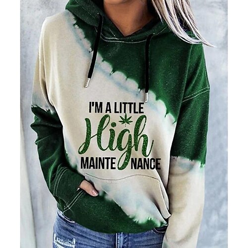 

Women's Hoodie Sweatshirt Pullover Active Casual Front Pocket Green Black Blue Color Block High Maintenance Street Hoodie Long Sleeve S M L XL 2XL 3XL