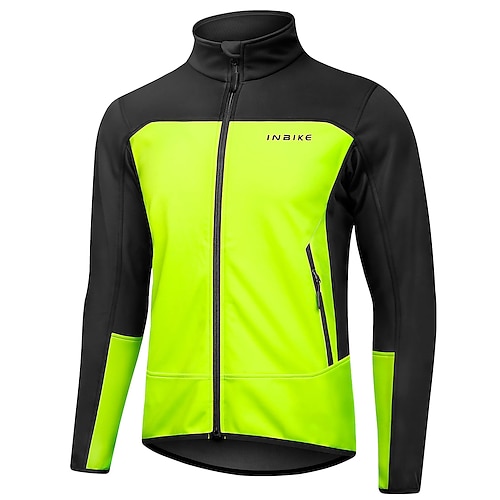 

INBIKE Men's Cycling Jacket Windbreaker Winter Thermal Warm Waterproof Windproof Warm Bike Jacket Windbreaker Mountain Bike MTB Road Bike Cycling City Bike Cycling Green Bike Wear / Long Sleeve