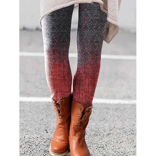 

Women's Fleece Pants Tights Leggings Thermal Underwear Red Fashion Christmas Casual Daily Print High Elasticity Full Length Thermal Warm Gradient S M L XL 2XL / Skinny