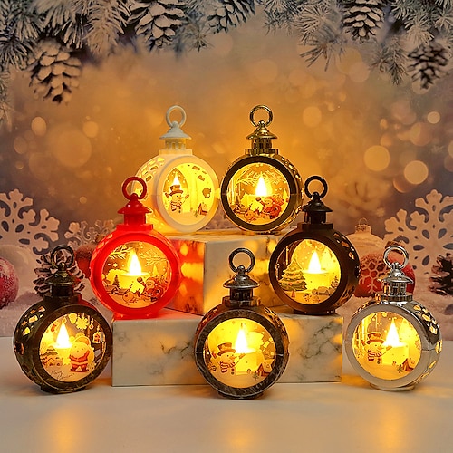 

Christmas LED Candle Light Santa Claus Snowman Decor Retro Portable Lantern Window Ornament Restaurant Bar Home New Year Decorations Best Gifts for Kids