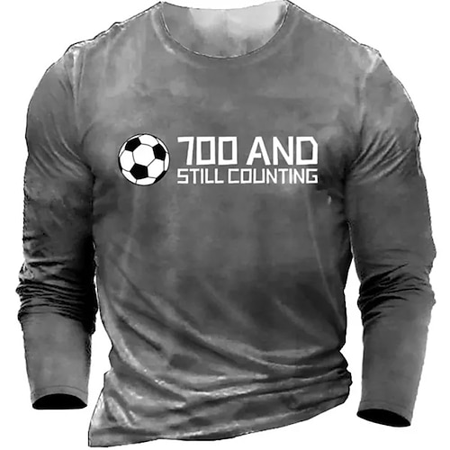 

Men's T shirt Tee Letter Football Graphic Prints Crew Neck Army Green Navy Blue Gray Black 3D Print Outdoor Street Long Sleeve Print Clothing Apparel Basic Sports Designer Casual