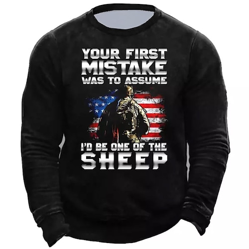 

Men's Sweatshirt Pullover Black Navy Blue Crew Neck Graphic Prints National Flag Print Daily Sports Holiday 3D Print Basic Streetwear Designer Spring & Fall Clothing Apparel Soldier Hoodies