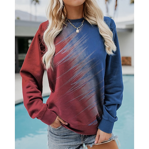 

Women's Sweatshirt Casual Green Blue Yellow Tie Dye Casual Round Neck Long Sleeve S M L XL 2XL 3XL