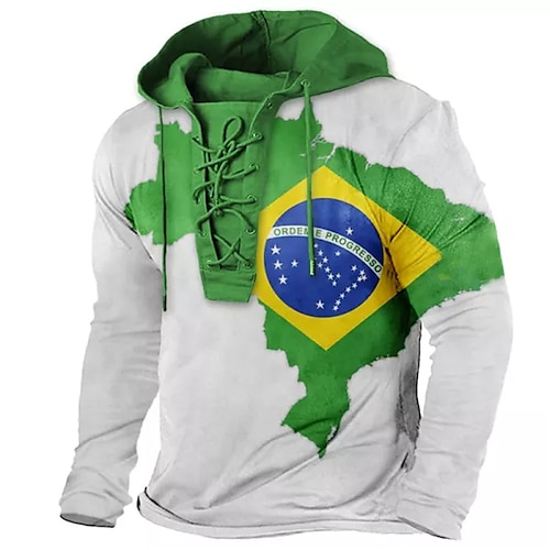 

Men's Pullover Hoodie Sweatshirt Pullover White Hooded Graphic Prints Lace up Print Casual Daily Sports 3D Print Basic Streetwear Designer Spring Fall Clothing Apparel World Cup Hoodies