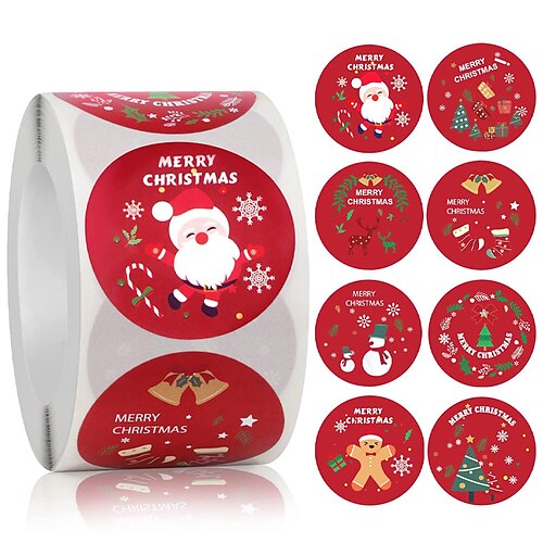 

500PCS Merry Christmas Stickers Christmas Theme Seal Labels Stickers For DIY Gift Baking Package Envelope Stationery Decor