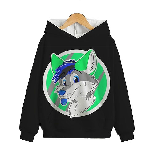 

Kids Boys Christmas Hoodie Pullover Graphic Animal Fox Long Sleeve Pocket Children Top Outdoor Hoodie Active Fashion Black Winter 7-13 Years / Fall / Spring