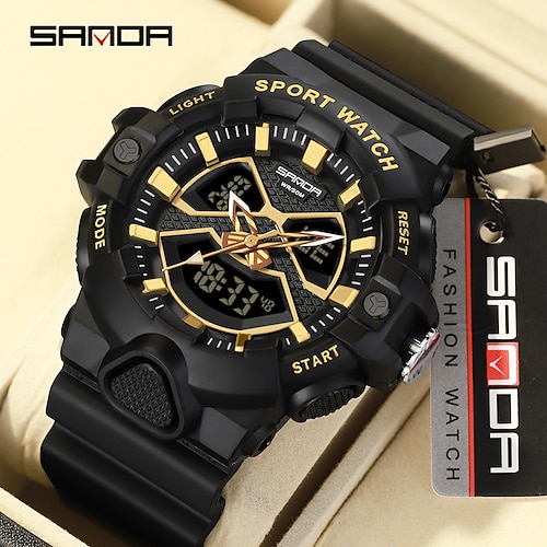 

SANDA Men's Sports Watches 5Bar Waterproof Shock Military Quartz Wristwatch Male Stopwatch Chronograph Digital Clock