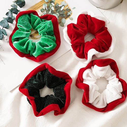 

1PC Women's Hair Ties Scrunchie For Formal Christmas Street Daily Christmas Head Classic Fabric Green Red White