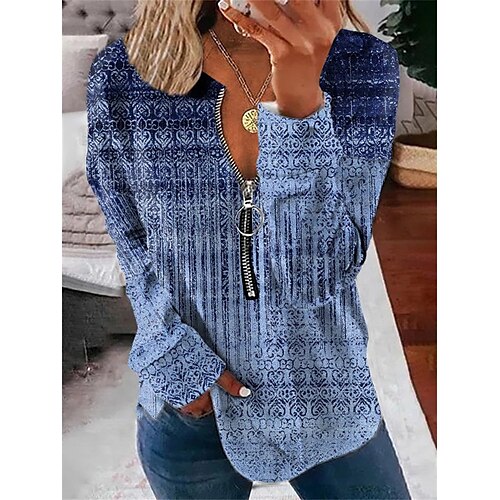 

Women's Zip Hoodie Sweatshirt Zipper Blue Yellow Red V Neck Long Sleeve S M L XL 2XL 3XL