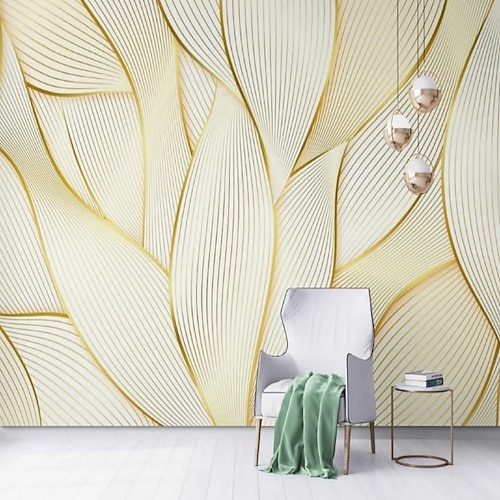 

3D Mural Wallpaper Gold Leaves Wall Sticker Covering Print Peel and Stick Removable PVC / Vinyl Material Self Adhesive / Adhesive Required Wall Decor Wall Mural for Living Room Bedroom