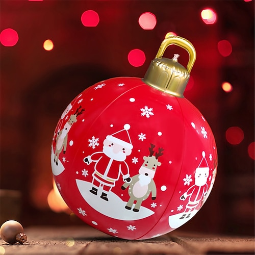 

Christmas Inflatable Ball Lanterns Lights 60cm 24 Inch Christmas Decorations Outdoor Indoor Christmas Balls for Holiday Decorations Patio Lawn Porch Pool Tree (Red White Merry Words)