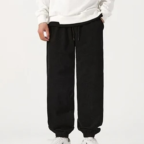 

Men's Joggers Trousers Casual Pants Pocket Drawstring Elastic Waist Solid Color Comfort Soft Casual Daily Streetwear Stylish Loose Grey Black Micro-elastic