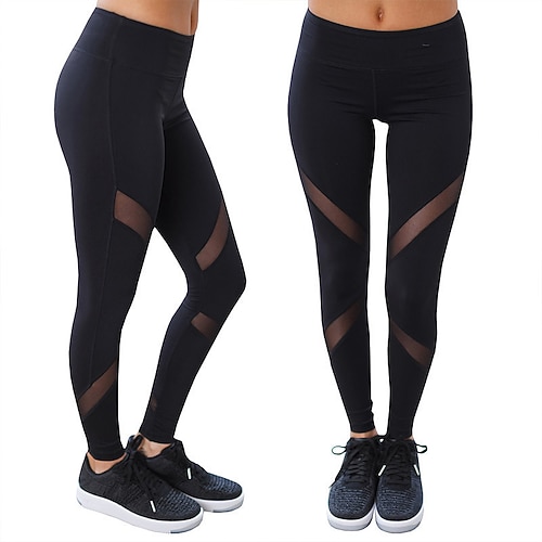 

Women's 7/8 Leggings Seamless Workout Pants Mesh Patchwork Leggings High Waist Bottoms Tummy Control Butt Lift Black Yoga Fitness Gym Workout Sports Activewear High Elasticity Athleisure Wear