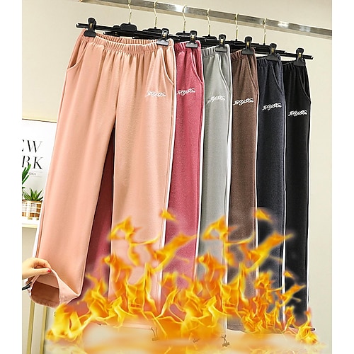 

Women's Fleece Pants Sweatpants Pants Trousers Cotton Fleece lined Black Pink khaki Casual / Sporty Athleisure Casual Sports Side Pockets Micro-elastic Full Length Thermal Warm Plain M L XL 2XL