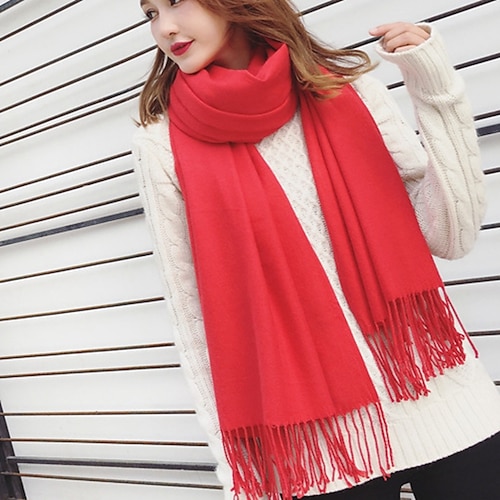 

Men's Women's Scarves Shawl Daily Holiday Wool Blend Cotton Simple Casual Warm Outdoor 1pcs