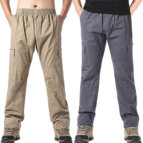 

Men's Cargo Pants Trousers Elastic Waist Multi Pocket Straight Leg Solid Colored Full Length Casual Daily Streetwear Sports Stylish ArmyGreen Yellow
