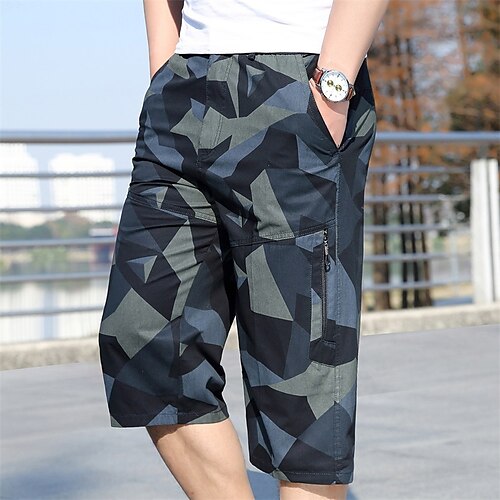

Men's Cargo Shorts Shorts Zipper Pocket Camouflage Comfort Wearable Calf-Length Daily Going out Streetwear 100% Cotton Basic Sports ArmyGreen Dark Gray