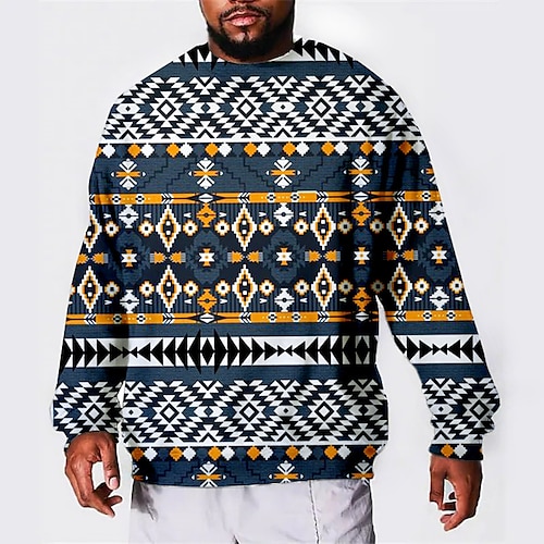 

Men's Plus Size Pullover Sweatshirt Big and Tall Graphic Crew Neck Long Sleeve Spring & Fall Basic Fashion Streetwear Comfortable Casual Sports Tops