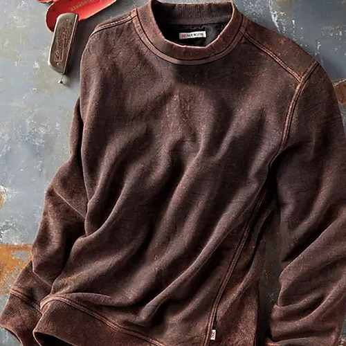 

Men's Sweatshirt Pullover Brown Crew Neck Solid Color Drawstring Sports Outdoor Streetwear Vintage Casual Big and Tall Winter Fall Clothing Apparel Hoodies Sweatshirts Long Sleeve / Spring