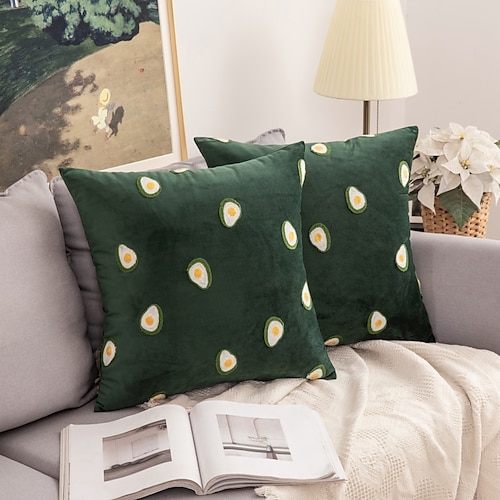 

Velvet Emboidery Pillow Cover Fruit Modern Seamed Traditional Classic for Bedroom Livingroom Sofa Couch Chair Superior Quality Machine Washable