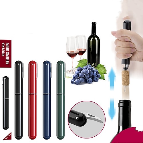 

Pencil shaped red wine cork pneumatic bottle opener