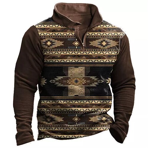 

Men's Zip Up Sweatshirt Pullover Coffee Half Zip Graphic Prints Zipper Print Daily Sports 3D Print Basic Boho Designer Spring Fall Clothing Apparel Hoodies Sweatshirts Long Sleeve