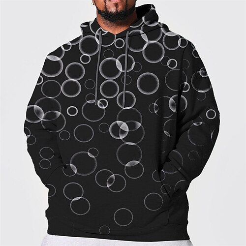 

Men's Plus Size Pullover Hoodie Sweatshirt Big and Tall Geometric Hooded Long Sleeve Spring & Fall Basic Fashion Streetwear Comfortable Daily Wear Vacation Tops